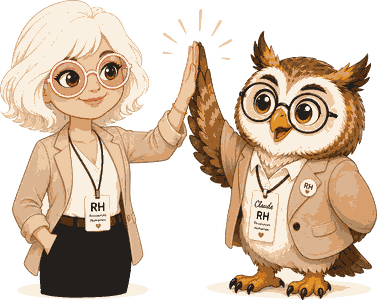 Gisèle et Claude le hibou RH se tapent dans la main