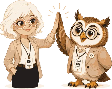 Gisèle et Claude le hibou RH se tapent dans la main