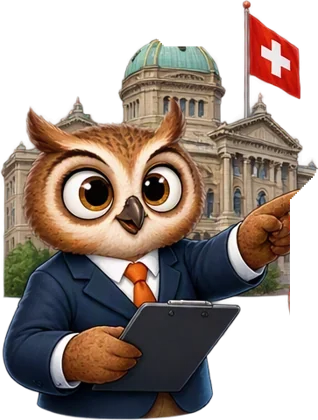 Un hibou devant le Palais fédéral, le dossier en main