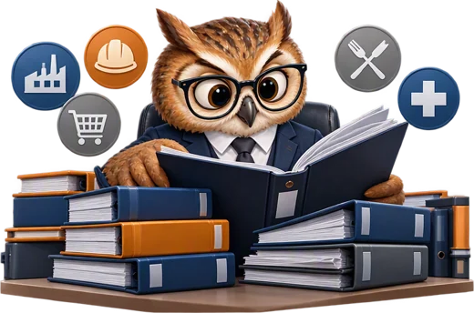 Un hibou plongé dans les classeurs des conventions de chaque branche